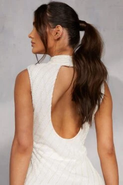 Mona Premium Embellished Mini Dress -BOW Clothing Shop white mona premium embellished mini dress 2