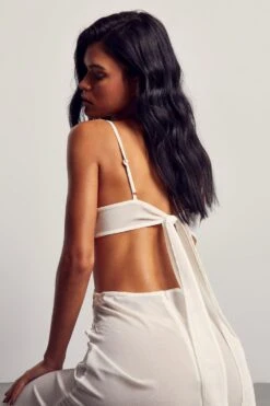 Sheer Strappy Cut Out Midaxi Dress -BOW Clothing Shop white sheer strappy cut out midaxi dress 1