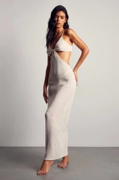 Sheer Strappy Cut Out Midaxi Dress -BOW Clothing Shop white sheer strappy cut out midaxi dress 3