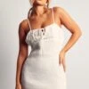 Strappy Shirred Mini Dress -BOW Clothing Shop white strappy shirred mini dress