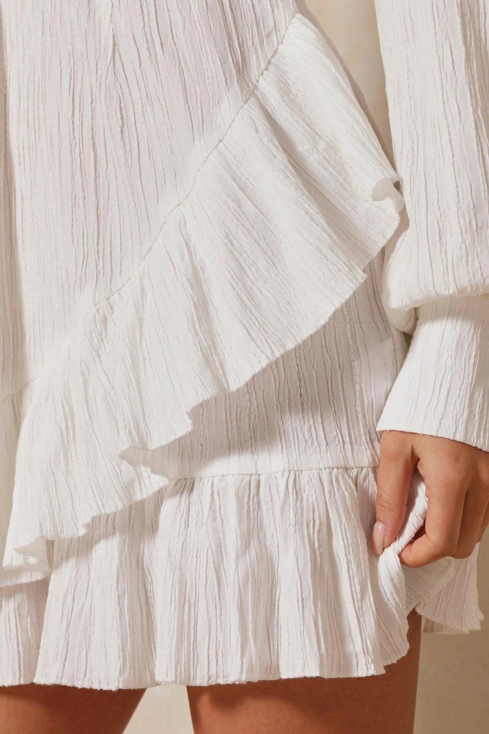 Textured Wrap Frill Mini Dress 8 Textured Wrap Frill Mini Dress - Image 6